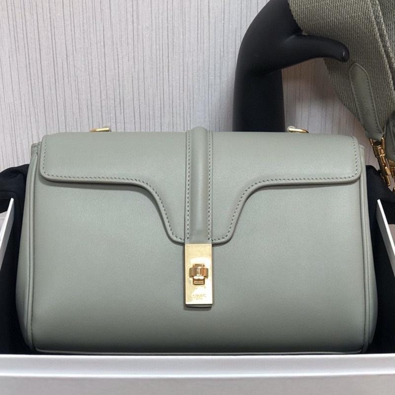 Celine Shoulder Handbag 196853 Plain Grey Green